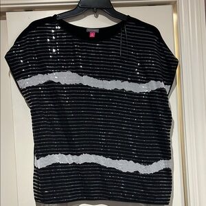 Vince Camuto Black and White Sequin Blouse